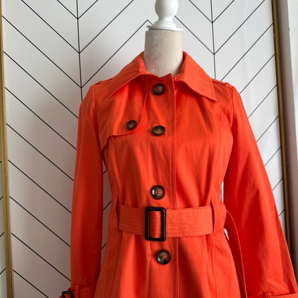 Michael Kors  Orange Belted Trench Coat - Picture 2 of 10